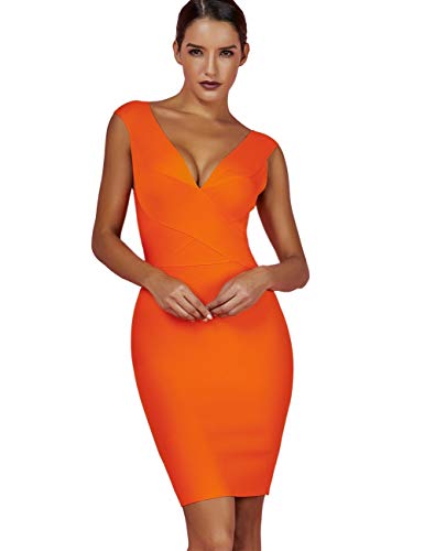 Vestido estuche Whoinshop sin mangas color naranja XS con corte entallado