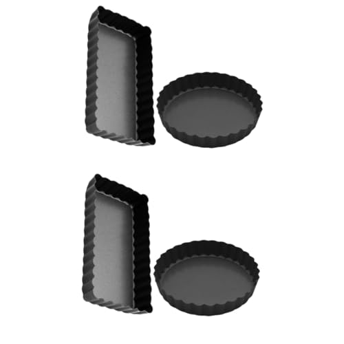 SOLUSTRE 2sets Non Stick Oven Cake Pan Tart Molds for Baking for Pizza Desserts and Steaks Kitchen Bakeware 2pcs*2