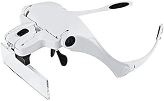 Lupa de Cabeça Com Faixa Luz LED 5 Lentes Óculos Intercambiáveis Pilha Ferramenta de Ampliação Profissional Aumento Estética Eletrônica Leitura Reparo Costura Ajustável Jóias Artes Ofícios Hobby Joalheiro Dentista 1,0X, 1,5X, 2,0X, 2,5X, 3.5X FAZING