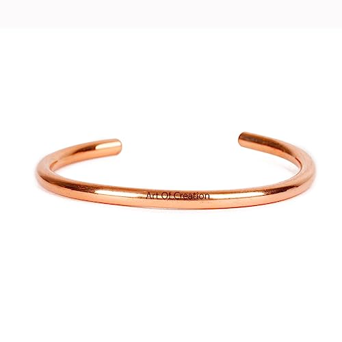 Art Of Creation Handmade Pure Copper Bracelet For Unisex Carpal Tunnel Adjustable Bracelets | Cuff And Kada Yoga Jewelry For Men and Women | India Pattern