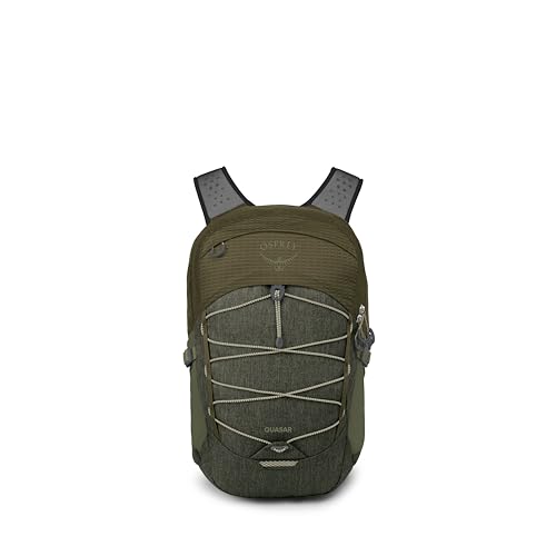 Image of Osprey Quasar Commuter Backpack - Slim Everyday Bag with Laptop Sleeve & Bottle Pockets for Work & Schoo, Moss Green /Earl Grey Heather