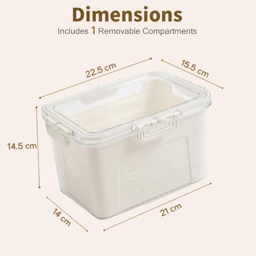Image of HOKIPO BPA Free Food Grade Plastic Fridge Storage Containers with Lid - Crisper Containers for Fresh Vegetables, Fruits & Food | Freezer & Kitchen Organizer Set for Home Use (AR-6711)
