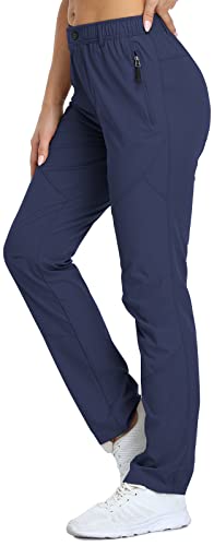 Sposulei Travel Pants Womens Golf Quick Dry Lightweight Wrinkle Free Stretch Spandex Nylon Pants With Zipper Pockets Darkblue #TOP1