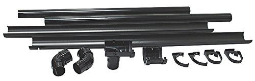 Floplast (BLACK) HALF SHED MINI Guttering Pack 2 metre (6FT) inc 50mm Downpipes & 76mm Miniflo Guttering for shed porch conservatory out building etc BLACK