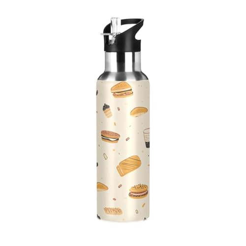 Ewusp Botella de agua aislada de comida rápida con tapa con popote, 620 ml, acero inoxidable, botella de agua deportiva al vacío, doble pared, a prueba de fugas, taza de viaje para ciclismo al aire
