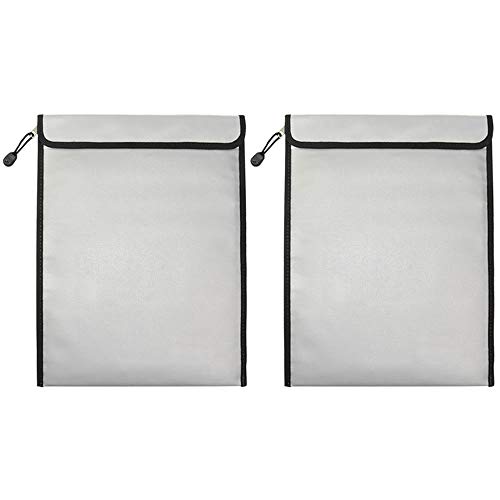 Feuerfeste wasserdichte Dokumenten-Aufbewahrungstasche, JJDD 2 Stück, 38,1 x 27,9 cm, doppelseitig, feuerbeständig, Kieselgel-Fiberglas-Umschläge für