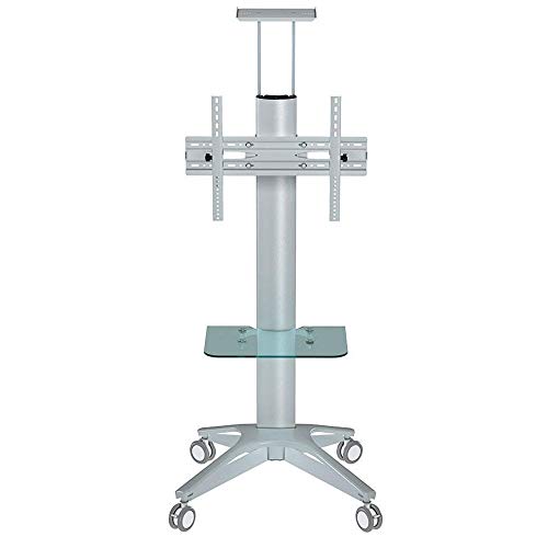 Aluminium TV Standfuß Design für 32-65 Zoll Bildschirme,Weiß TV Eckschrank mit Rollen bis 50KG Höhenverstellbar Neigbar, Max VESA 600x400mm