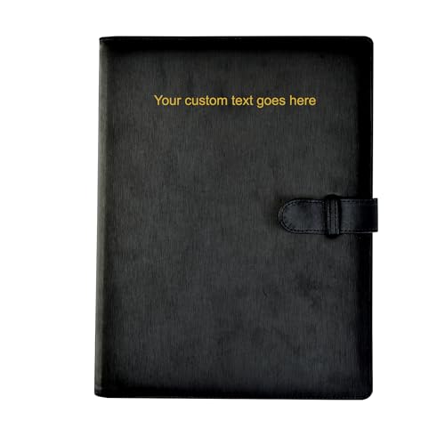 Arpan Personalised Text 36 Pockets A4 Presentation Folder Document File Folder Display Book Portfolio Professional Conference Folder Faux Leather (Black)