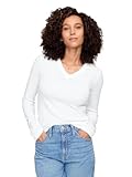 GAP Womens Long Sleeve Favorite V-Neck T-Shirt White000 M