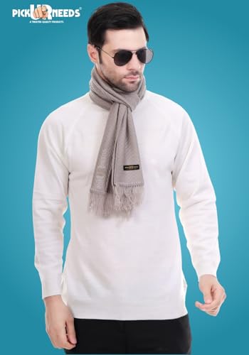 Image of Pick Ur Needs Premium Men's Warm And Stylish Woolen Muffler With Solid Color Plain Design And Stylish Tussles Ends Muffler For Men