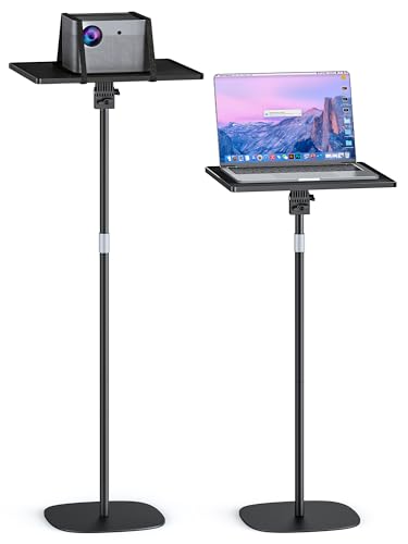 POLESTO Supporto per proiettore, Regolabile in Altezza 54-129 cm, Girevole a 360°, Portata 7kg, Supporto a Pavimento Compatibile con Pico-proiettori, computer portatile, Telecamere, DV, Trail Camera