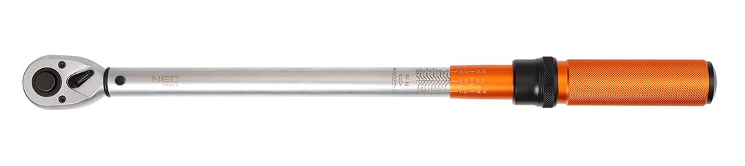 NEO TOOLS Llave dinamométrica reversible de 1/2 "40-220Nm | Doble clic, ajustable hasta 1 Nm, trinquete derecha a izquierda | Llave de acero para herramientas