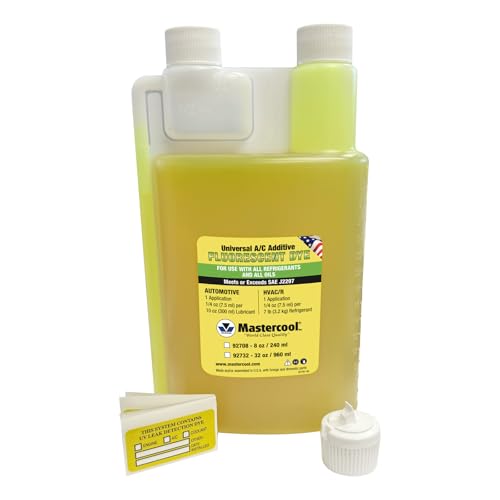 Mastercool 92732 Standard Universal UV Dye – 32 oz Bottle (128 Applications) – R‑1234yf, Hybrid & CO₂ Compatible