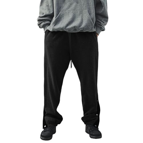 Pantalones de entrenamiento con botones, de retazos, holgados, holgados, para hombre, pantalones cargo Y2K, pantalones ligeros para exteriores, pantalones de baloncesto, atléticos, casuales, para
