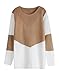 shermie Women's Color Block Pullover Sweaters Long Sleeve Crew Neck Loose Casual Sweater Small Camel