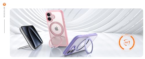 Image of TORRAS R Fusion Case Compatible with Wireless Charging iPhone 16, Magnetic Ring Charging, Protective Cover with Military Grade Protection Black (Purple)
