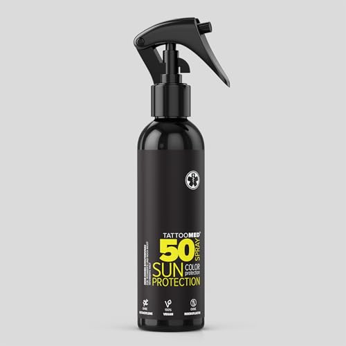 Tattoomed Sun Protection LSF 50 Spray - Starker Sonnenschutz Speziell für Tätowierte Haut - Spray Flasche (150ml)