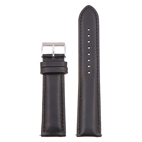 StrapsCo Classic Men's Leather Quick Release Watch Band Strap - Black - 20mm
