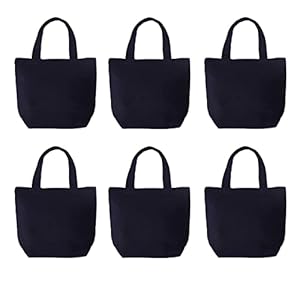 6 Pack Small Canvas Tote Bags, 9x8x4inch Reusable Cotton Shopping Bags Bulk DIY Mini Tote Bag Gift Bags