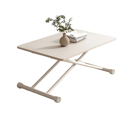 Lopres 昇降式デスク 昇降式机 升降? ガス圧式無階段調整 キャスター付 丸角 おしゃれ ダイニング・リビング用 組立不要 (ホワイト,60*90cm)