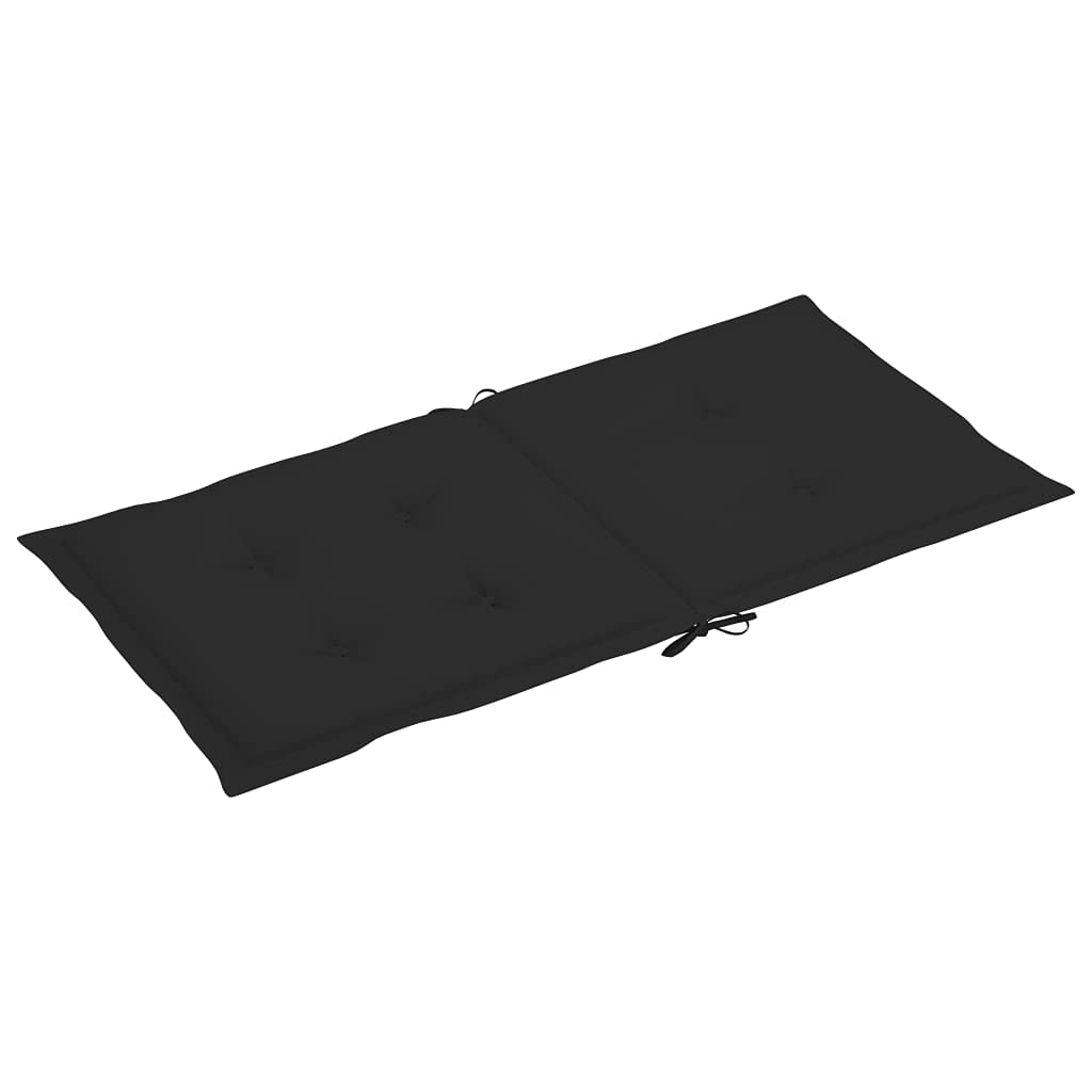 Cuscino per sedia da giardino, 2 pezzi, per sedie a sdraio con schienale alto, design universale, per interni ed esterni, balcone, terrazza, con 2 laccetti, nero, 100 x 50 x 3 cm