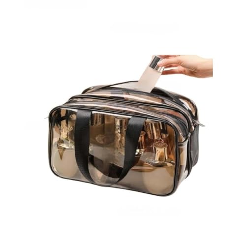 Bolsa de maquilhagem transparente e impermeável em PVC Estojo de cosméticos de viagem para senhora Bolsa de cosméticos de grande capacidade 31 x 21 x 16 cm (Transparente)