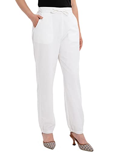 Bonnorth Womens White Work Summer Pants for Women Western Dress Pants with Pockets Womens Slacks for Work Professional White S(8-10)