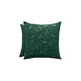 GAMUSI Juego 2 Funda Cojín Navidad 45x45 - Fundas cojín Decorativas sofá con Cremallera Jacquard Hilo Lurex Brillante Transpirable y Suave Berrie Verde