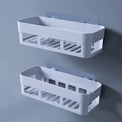 Rudrisha 2 Pack Adhesive Bathroom Shelf Organizer Shower Caddy, No