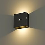 Suright Akku Wandleuchte mit Bewegungsmelder, LED Aufladbare Wandleuchte Innen mit 3 Modi (AUTO/AUS/EIN), 3000K Warmweiß Wandlampe Kabellos für Treppe, Flur, Wohnzimmer, Schlafzimmer, Garage, Schwarz