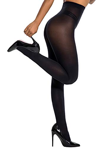 HONENNA Semi Opaque Silky Women Pantyhose Tights Invisibly Toe Reinforced 60 Den (Black, C/D)