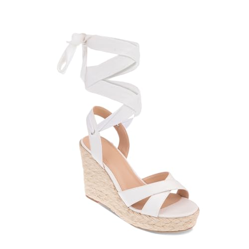 Women's Wedge Platform Espadrille Open Toe Lace-Up Sandals, Cross Strap Wedge Sandals Summer Espadrilles Ankle Strap Buckle Platform Sandals4