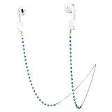 Airpods 1 2 Pro Anti-Lost Chain Magnetic Silicone Case Anti-Lost Rope Strap Turquoise Beaded Necklace