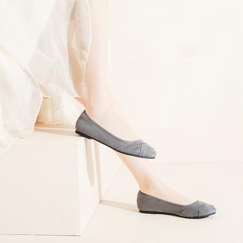 Image of Veittes Women's Wide Width Flat Shoes, Dressy Round Toe Slip On, Soft Comfortable Office Work Daily Walking Ballet Flats.