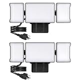 Olafus 60W Flood Lights Outdoor Plug in 2 Pack, Switch Controlled 6000LM LED Security Light, 6500K Outside Floodlight, IP65 Waterproof Exterior Flood Light Fixture for House Yard Garage Patio Black