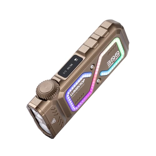 LUMINTOP Pixel Light Flat Rechargeable Flashlight 1002Lumens Rotary Dial Control & Smart Display Spotlight/Floodlight/UV/Green Light/RGB Dice Mode and Rock-Paper-Scissors Rainbow/Meteor/Snake