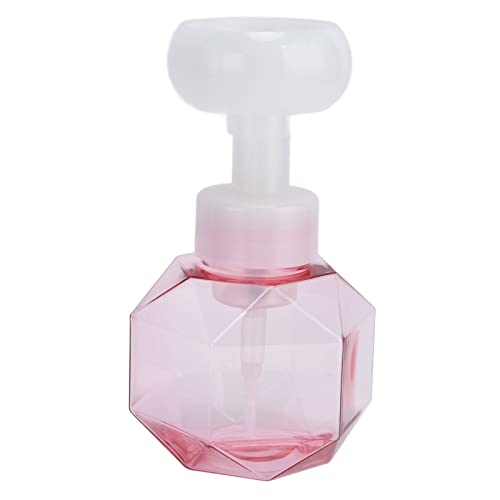 Respicefinem Dispensador de Espuma en Forma de Flor para jabón o loción de Manos Hecho de plástico PETG Transparente Diseño Lindo portátil Operación con una Sola Mano Capacidad de (Rosa Transparente)