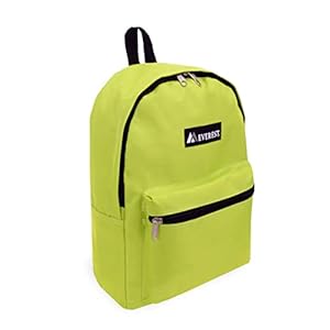 Everest Luggage Basic Backpack, Lime, Medium