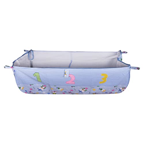 Image of Soft Cotton Baby Cradle Cloth with Integrated Mosquito Net - Premium Breathable Hammock Swing for Ghodiyu, Khoyu, Jhula, and Palna, Washable Born Baby Zoli for Infants (Blue Fabric)