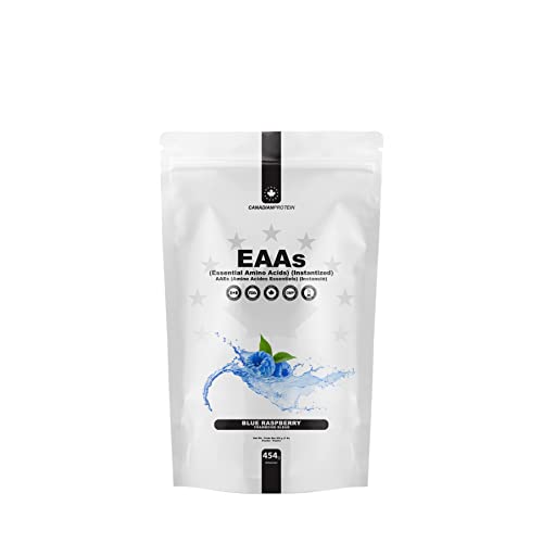 Canadian Protein Instantized Blue Raspberry Flavoured EAA Powder| 50 Servings | 9 Grams of Essential Amino Acids, Pre Workout and Post Workout Drink for Muscle Building and Endurance