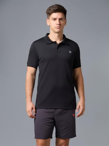 Image of TECHNOSPORT Men's Regular Fit Half Sleeve Polo T-Shirt with Collar, ELASTO Plus Quick Dry Moisture Wicking Polo Tee for Gym Sports Golf and Casual Wear