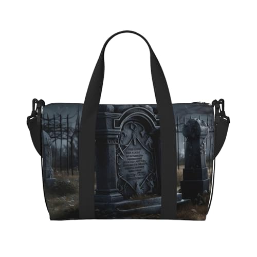 Travel Duffle Bag Weekender Bags for Men Women Adjustable Large Capacity Weekender Overnight Bag Carry On Tote Bags Waterproof Sport Gym Bag for Travel Yoga, Graveyard Tombstone, One Size