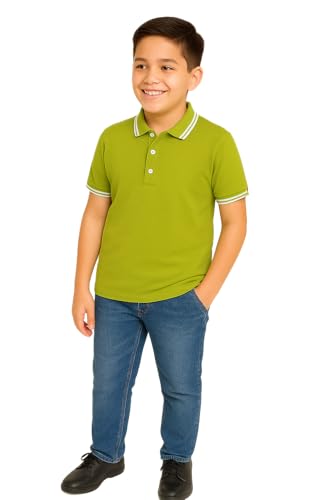 Image of Cotton Polo T-Shirt for Kids Boys Girls Half Sleeve, Regular Fit Tees for Boys Collared Casual Tshirts | Soft & Breathable Biowash Fabric | Half Sleeve