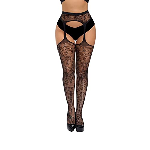 FNKDOR Femme Collant Resille Ouvert Pantyhose Lingerie Sexy Collants Noir Cover