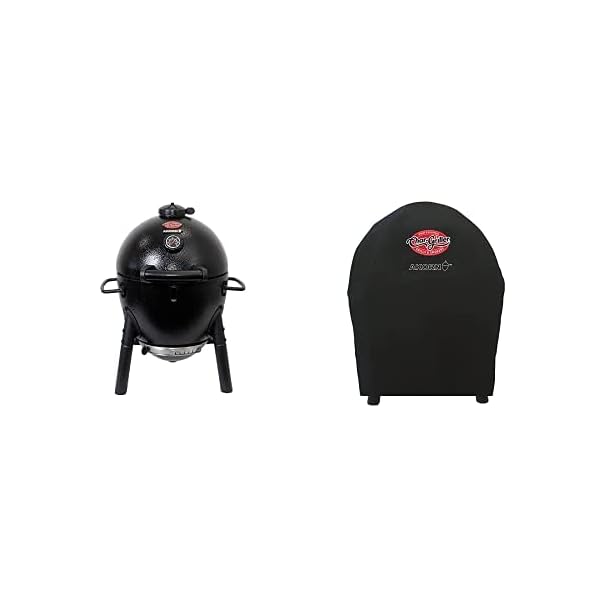 Char-Griller E6714 AKORN Jr. Portable Kamado Charcoal Grill + Grill Cover Bundle