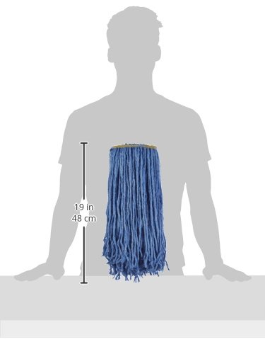 Amazon Basics Cut-End Cotton Commercial String Mop Head, 1.25 Inch Headband, Large, Blue, 6-Pack