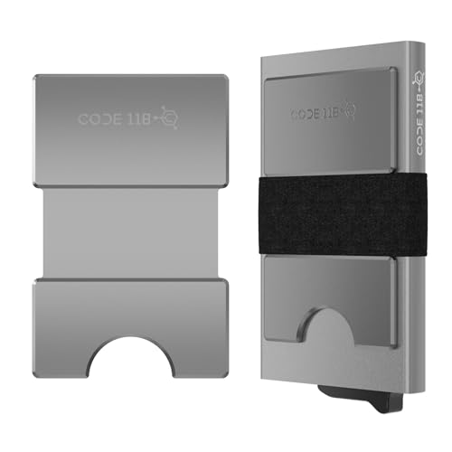 Image of CODE 118 Modular Backplate - Slim Minimalist Aluminum Wallet Accessory - Expandable Cash & Business Card Holder - Modular Add-on Expands Storage up to 8 cards, Wallet not Included (Grey Aluminum)