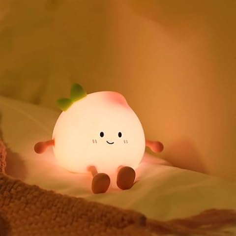 Peach night light silicone light dimmable touch night light, rechargeable cute night light, sleep light, bedside lamp, cute desktop decoration, suitable for friends girl birthday Christmas gift Cover