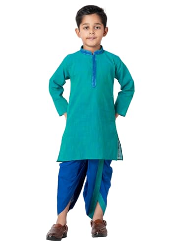 Image of Boys Ethnic Kurta & Elastic Waist Dhoti Set