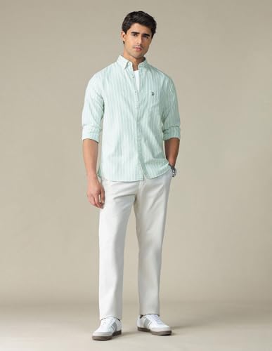 Image of U.S. Polo ASSN. Striped Regular Fit Shirt for Men - 100% Cotton, Breathable & Comfortable, Full Sleeves Casual Shirt for Men